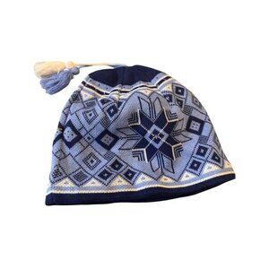 Nordic Patterned Cotton & Acrylic Knit Beanie With Tassel
